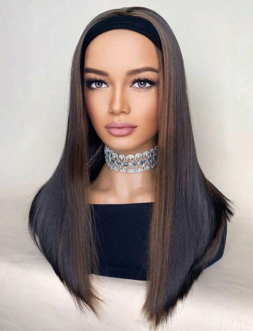 Long bob straight headband human blend