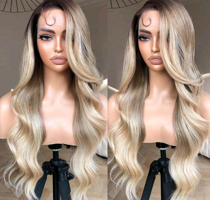 Ombre blonde body wave (human blend)