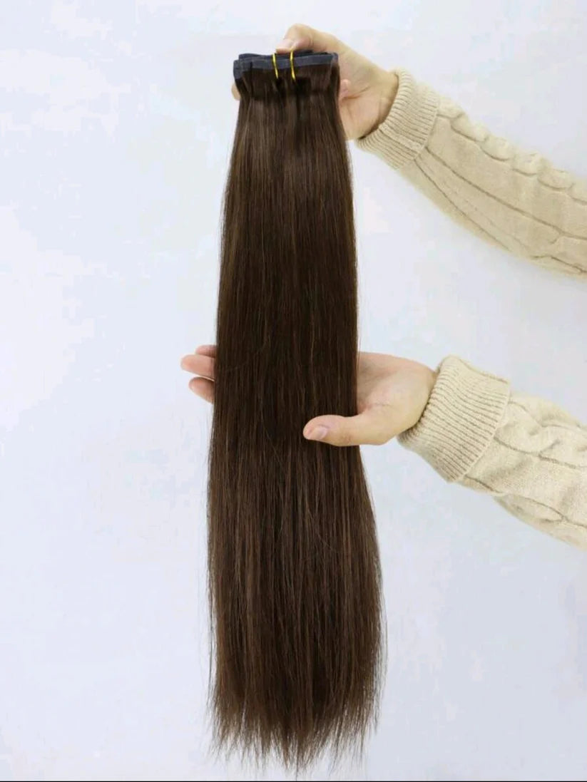Brown straight clip-in extensions
